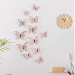Papillons décoratifs 3D Rose Gold ou Argent